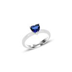 Gümüş rodyumlu safir taşlı brilliant ayarlamalı kalp yüzük SGTL12526LACIVERT