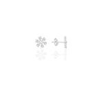 Gümüş Rodyumlu Zirkon Taşlı Kristal Çiçek Küpe Sgtl12662rodaj