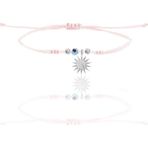 Gümüş rodyumlu zirkon taşlı nazarlı güneş pembe ipli şans bileklik