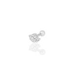 Gümüş rodyumlu zirkon taşlı Tragus helix Piercing küpe