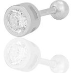 Gümüş rodyumlu zirkon tek taş 5 mm Tragus helix Piercing küpe