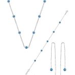 Gümüş rodyumlu,cam göz nazar kolye küpe ve bileklik gümüş set [barcode]