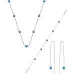 Gümüş Rodyumlu,Cam Göz Nazar Kolye Küpe Ve Bileklik Gümüş Set Sgtl10614rodaj