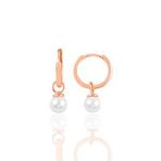 Gümüş rose 14 mm incili halka küpe