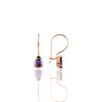 Gümüş rose ametis taşlı çengelli damla küpe SGTL10118MOR