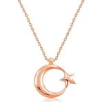 Gümüş Rose Ay Yıldız Bayan Kolye SL3352