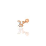 Gümüş rose baget taşlı kelebek modeli Tragus helix Piercing küpe