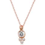 Gümüş Rose Çiğ Damlası Yuvarlak Tektaş Bayan Kolye SL4297