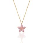 Gumus Rose Damla Kesim Pembe Tasli Cicek Kolye Sgtl12407pembe