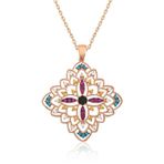 Gümüş Rose Etnik Desenli Madalyon Kolye SL3327