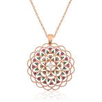 Gümüş Rose Geometrik Desenli Madalyon Kolye MKTB-T4466