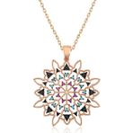 Gümüş Rose Geometrik Desenli Madalyon Kolye SL3322