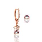 Gümüş rose gök kuşağı modeli şans küpe