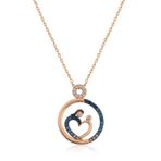 Gümüş Rose Kalp Anne Ve Bebek Bayan Kolye SL3232