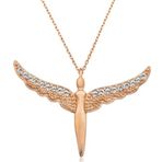 Gümüş Rose Kanatlı Melek Bayan Kolye SL6433