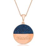 Gümüş Rose Mavi Taşlı İsimli Bayan Kolye SL2785