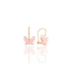 Gümüş Rose Mineli Çengelli Gümüş Kelebek Küpe Sgtl10712rose