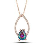 Gümüş Rose Mistik Topaz Taşlı Damla Kadın Kolye SL5274