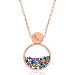 Gümüş Rose Mix Taşlı Çiğ Damlası Bayan Kolye SL3644