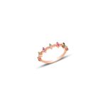 Gümüş rose mix taşlı crown yüzük 17