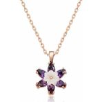 Gümüş Rose Mor Lotus Çiçeği Kolye SL3223