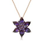 Gümüş Rose Mor Lotus Çiçeği Kolye SL3531