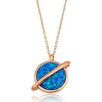 Gümüş Rose Opal Taşlı Gezegen Bayan Kolye SL4332