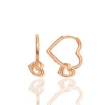 Gümüş rose özel tasarım sallantılı 20 mm kalp küpe [barcode]