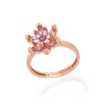 Gümüş Rose Pembe Taşlı Lotus Çiçeği Kadın Yüzük SL5367