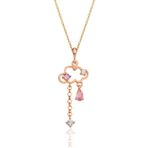 Gümüş rose pembe zirkon taşlı bulut kolye SGTL12351ROSE