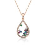 Gümüş Rose Renkli Taşlı Damla Kolye SL2948