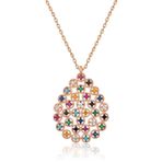 Gümüş Rose Renkli Taşlı Damla Kolye SL7421