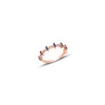 Gümüş rose safir taşlı crown yüzük