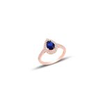 Gümüş rose safir taşlı damla modeli yüzük