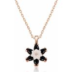 Gümüş Rose Siyah Lotus Çiçeği Kolye SL3654