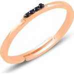 Gümüş rose siyah taşlı ayarlamalı elegant gümüş yüzük [barcode]
