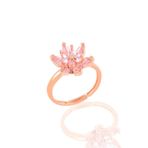 Gümüş rose taşlı nilüfer lotus çiçeği yüzük