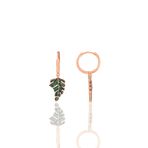 Gümüş rose yeşil taşlı yaprak küpe [barcode]