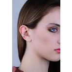 Gümüş rose yeşil taşlı yaprak modeli sıkıştırmalı kıkırdak küpe ear cuff