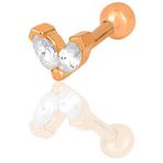 Gümüş rose zirkon iki taşlı Tragus helix Piercing küpe