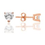 Gümüş Rose Zirkon Taşlı 4 mm Kalp Küpe