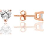 Gümüş Rose Zirkon Taşlı 4 mm Kalp Küpe