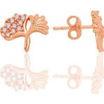 Gümüş rose zirkon taşlı birleşik yaprak küpe [barcode]
