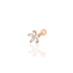 Gümüş rose zirkon taşlı çiçek modeli Tragus helix Piercing küpe