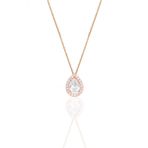 Gümüş rose zirkon taşlı damla modeli kolye