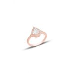 Gumus Rose Zirkon Tasli Damla Modeli Yuzuk Sgtl11514beyaz