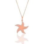 Gümüş rose zirkon taşlı deniz yıldızı kolye