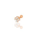 Gümüş rose zirkon taşlı dört yapraklı yonca Tragus helix Piercing küpe