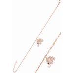 Gümüş rose zirkon taşlı fil bileklik