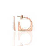 Gümüş rose zirkon taşlı geometrik küpe